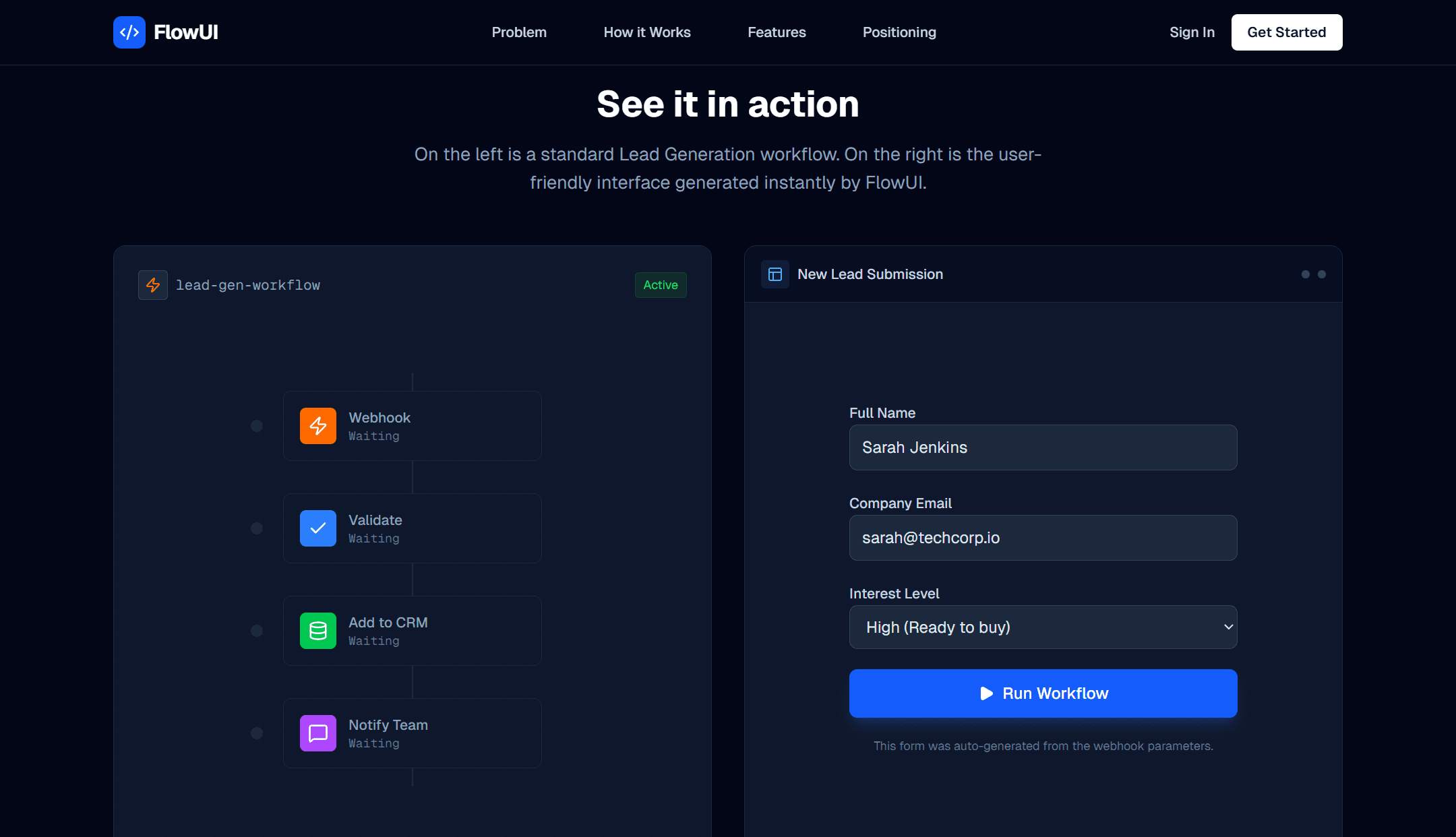 FlowUI - n8n Workflow UI Generator gallery
